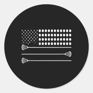 Lacrosse Flag Usa - Funny Lax Player  Classic Round Sticker