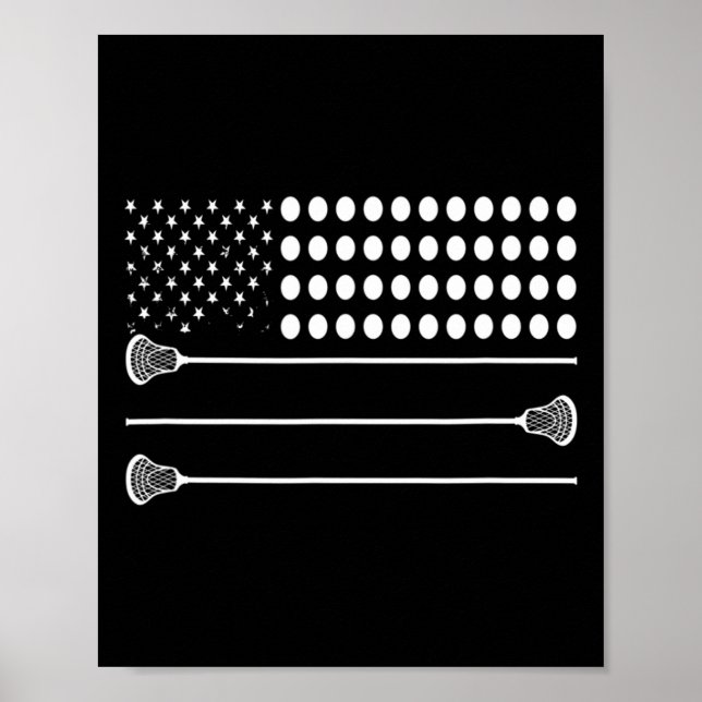 Lacrosse Flag Usa - Funny Lax Player  Poster (Front)