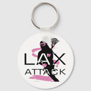 Lacrosse Girls LAX Attack Pink Keychain
