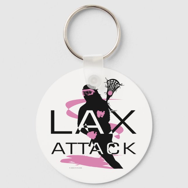 Lacrosse Girls LAX Attack Pink Keychain (Front)