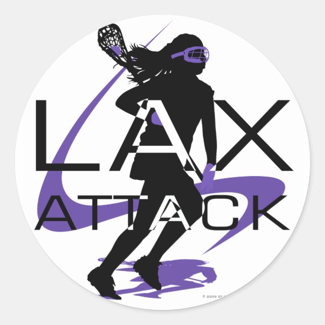 Lacrosse Girls LAX Attack Purple Classic Round Sticker (Front)