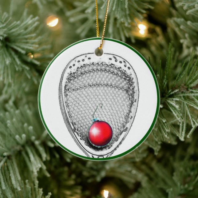 Lacrosse Goalie Christmas Collectable Ceramic Ornament (Tree)