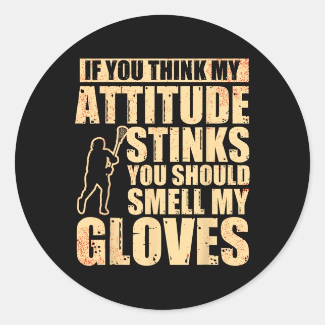 Lacrosse Goalie Lacrosse Gloves Stick Lax Goalie  Classic Round Sticker (Front)