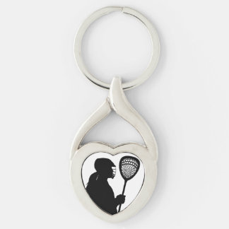 Lacrosse Goalie Silhouette Heart Keychain