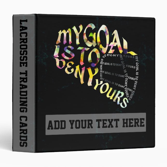 Lacrosse Goalie Word Art Quote Customizable  Binder (Front/Spine)