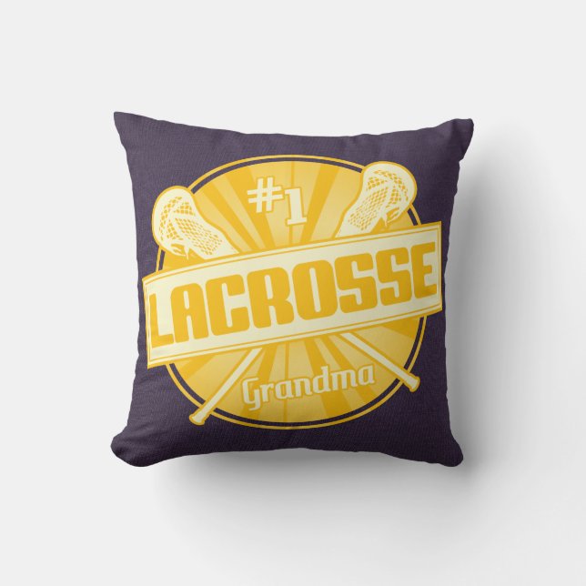 Lacrosse Grandma Name and Number Custom Throw Pillow (Front)