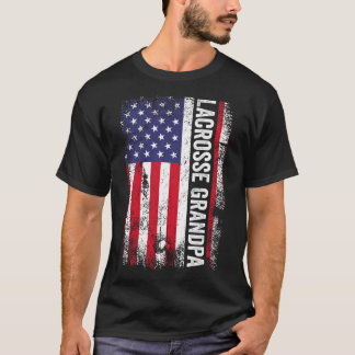 Lacrosse Grandpa American Flag Usa Patriotic T-Shirt