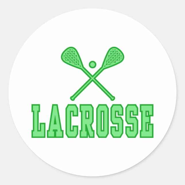 Lacrosse Green Classic Round Sticker (Front)