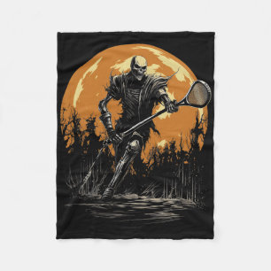 Lacrosse Halloween Skeleton Spooky Orange Moon Cos Fleece Blanket