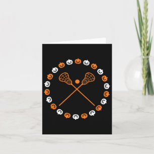 Lacrosse Halloween Spooky Pumpkins Sports Autumn F Card