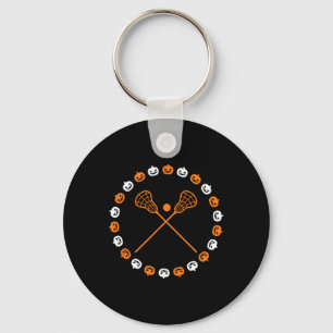 Lacrosse Halloween Spooky Pumpkins Sports Autumn F Keychain