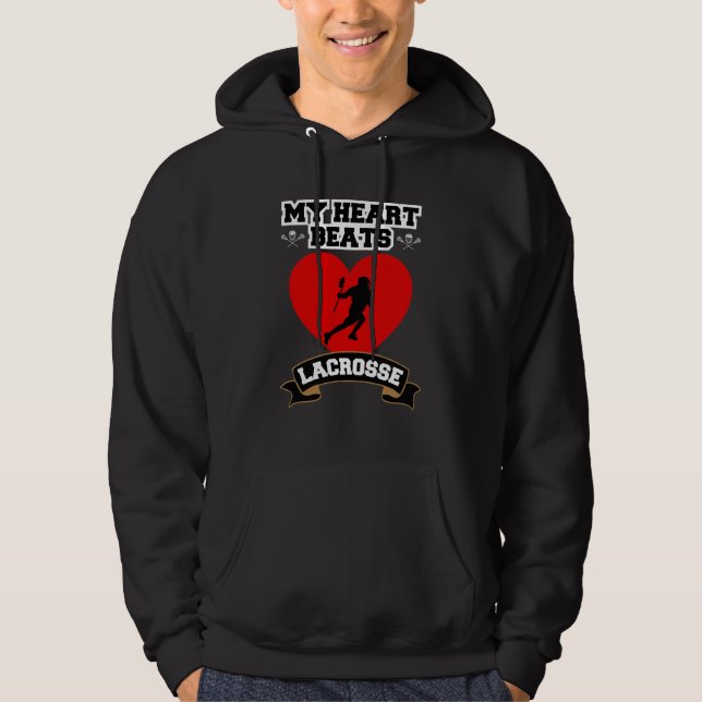 Lacrosse Heart Male Player Sport Passion Love Hoodie (Front)