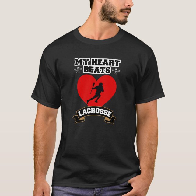 Lacrosse Heart Male Player Sport Passion Love T-Shirt (Front)