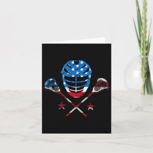 Lacrosse Helmet American Usa Flag Card