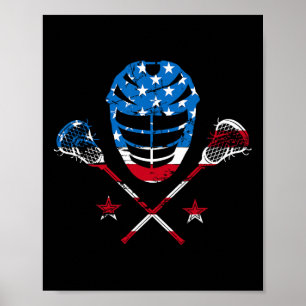 Lacrosse Helmet American Usa Flag  Poster