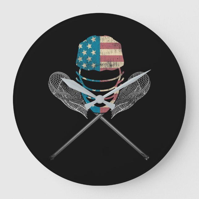 Lacrosse Helmet and Sticks Large Clock (Front)