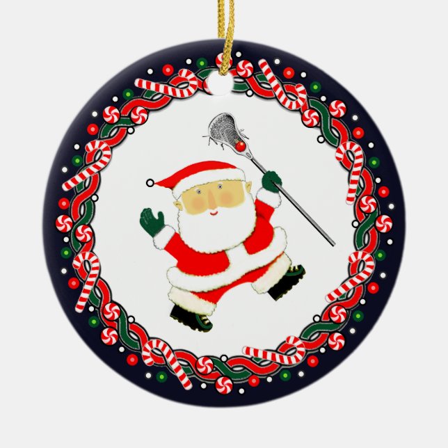 Lacrosse Holiday Gift Ceramic Ornament (Front)