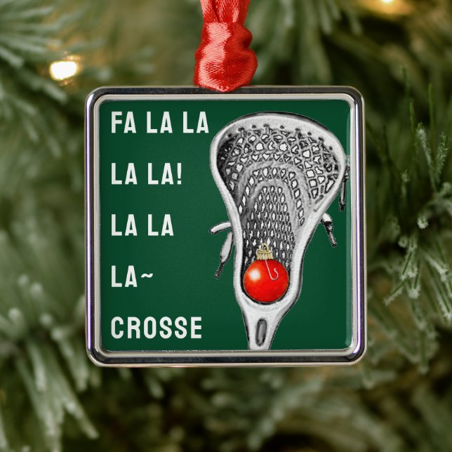 Lacrosse Holiday Gift Metal Ornament (Tree)