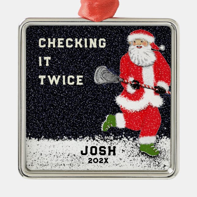 Lacrosse Holiday Gifts Metal Ornament (Front)