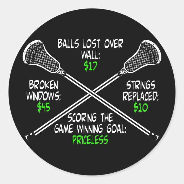 Lacrosse Humour Priceless Classic Round Sticker (Front)
