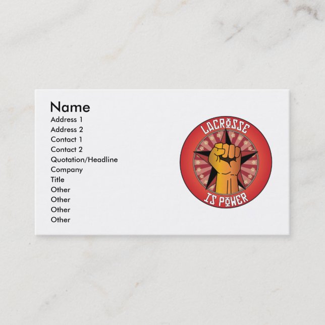 Lacrosse Is Power Business Card (Front)
