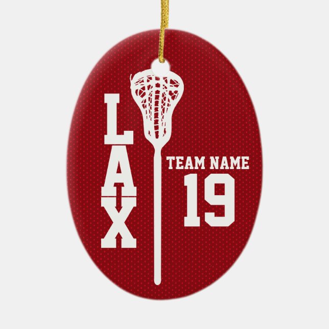 Lacrosse Jersey with Photo Red Ceramic Ornament (Front)