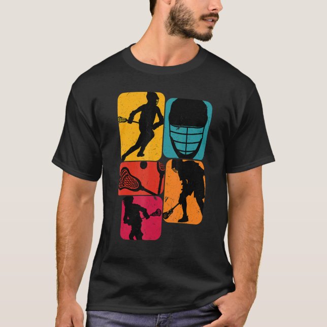 Lacrosse lacrosse game Retro Design T-Shirt (Front)