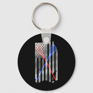Lacrosse Lax American Flag Keychain