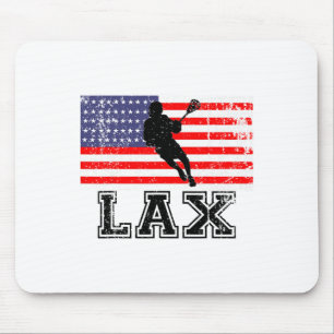 Lacrosse Lax American Flag  Mouse Pad
