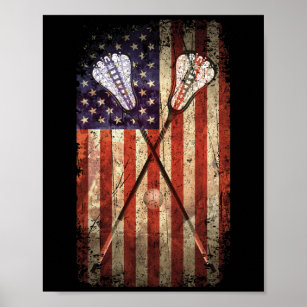 Lacrosse LAX American Flag Poster