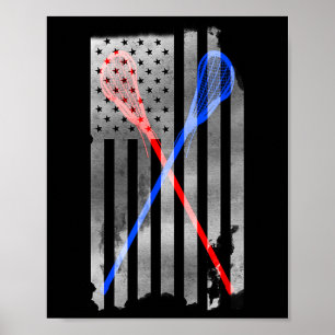 Lacrosse Lax American Flag  Poster