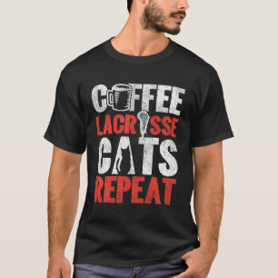 Lacrosse Lax Coffee Cat Vintage Coffee Lacrosse Ca T-Shirt