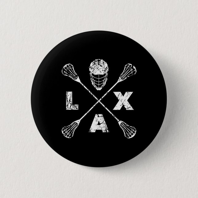 Lacrosse Lax Cross Axis  2 Inch Round Button (Front)