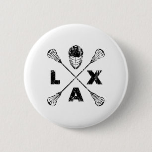 Lacrosse Lax Cross Axis Black Colorway 2 Inch Round Button