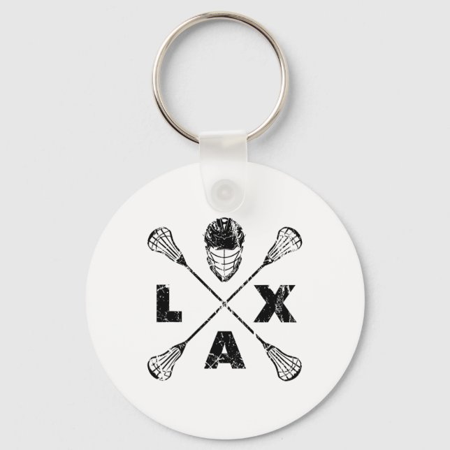 Lacrosse Lax Cross Axis Black Colorway  Keychain (Front)