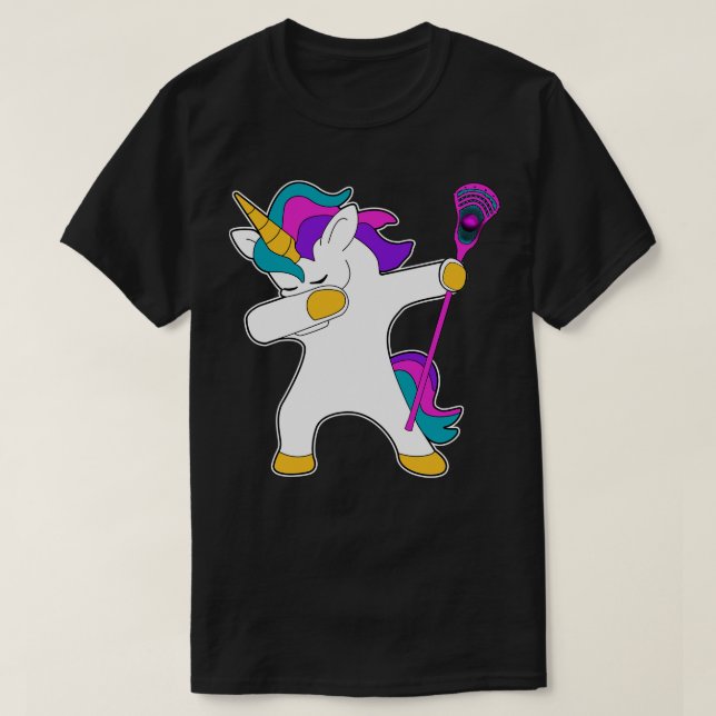 Lacrosse Lax dab dabbing Unicorn Gift  Fan T-Shirt (Design Front)