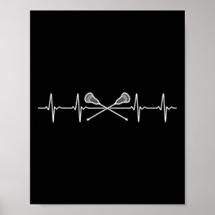 Lacrosse Lax Heartbeat Funny Lacrosse Stick Mens W Poster