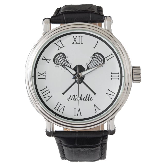Lacrosse Lax Personalized Name Watch (Front)