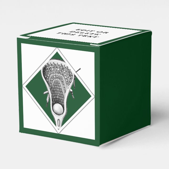 Lacrosse Lax Team Green Favor Box (Front Side)