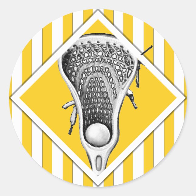 Lacrosse Lax Team Yellow Classic Round Sticker (Devant)