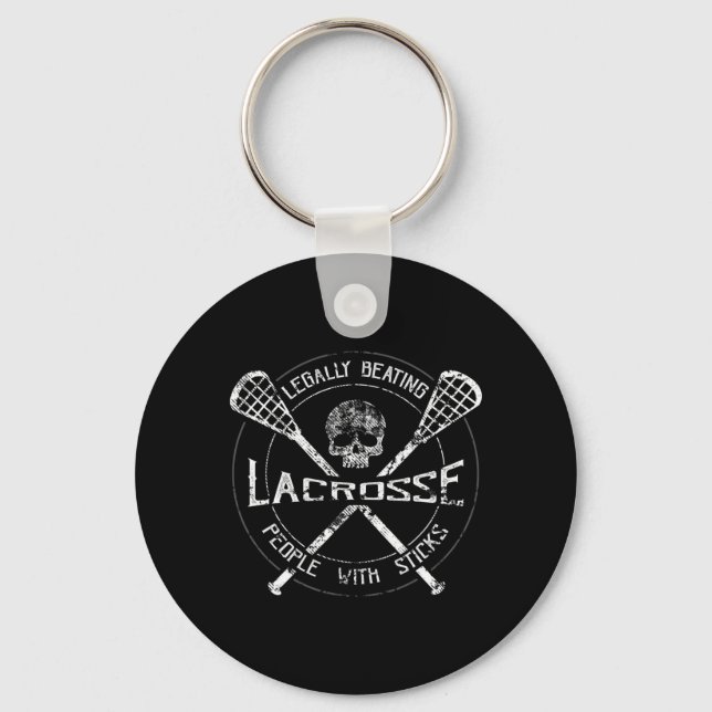 Lacrosse Legally Beating People With Sticks-Fun De Keychain (Front)