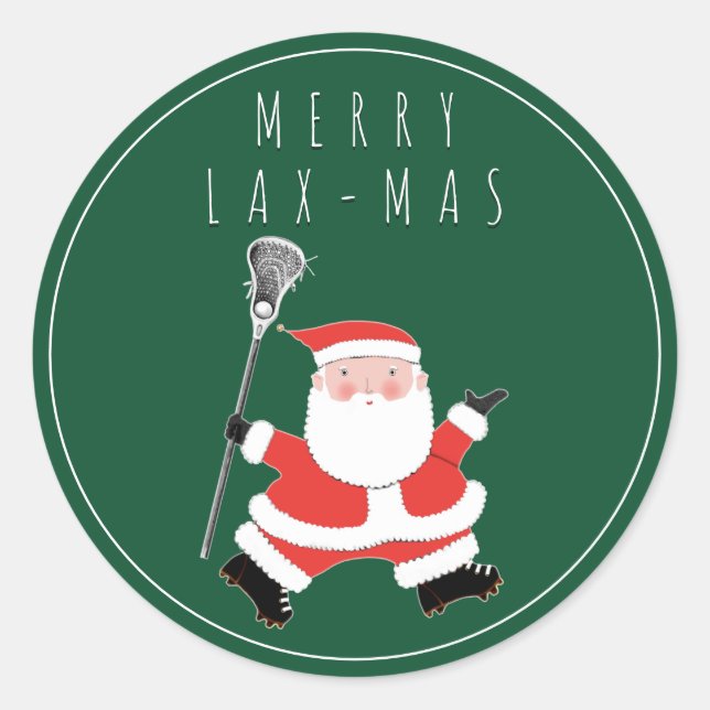 Lacrosse Merry Lax-mas Classic Round Sticker (Front)