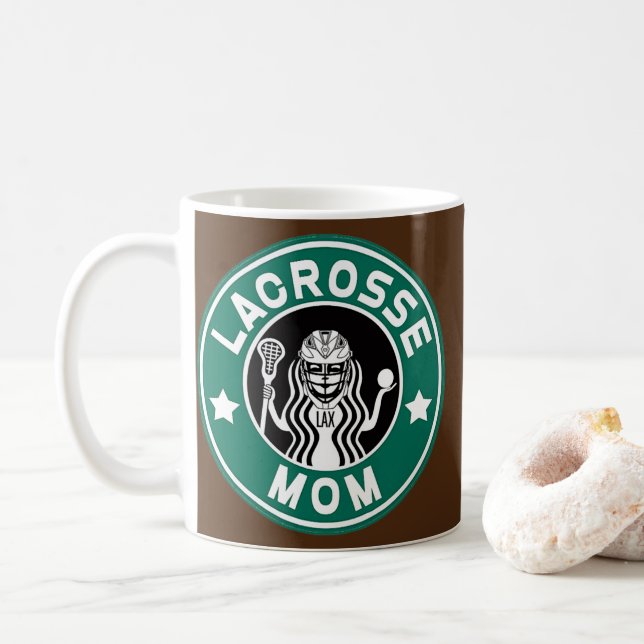 Lacrosse Mom Caffeine Coffee Lover  Coffee Mug (With Donut)
