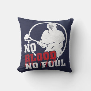 Lacrosse No Blood, No Foul Name And Number Throw Pillow