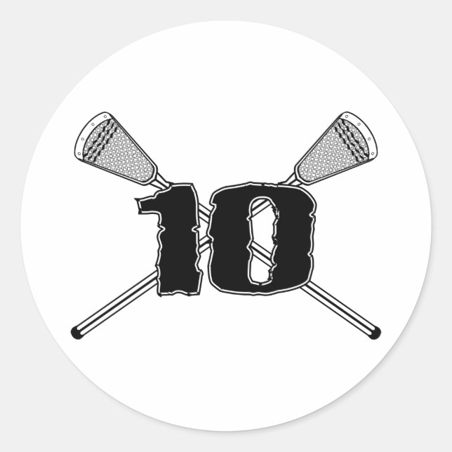 Lacrosse Number 10 Sticker (Front)