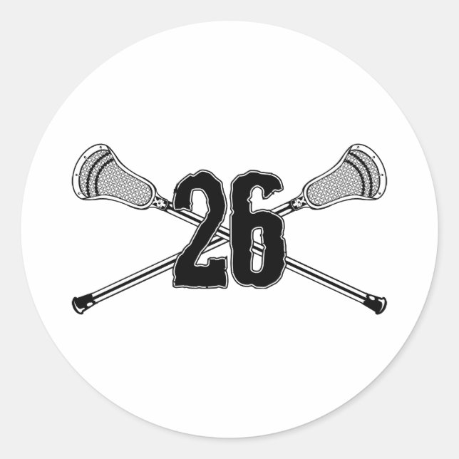 Lacrosse Number 26 Sticker (Front)