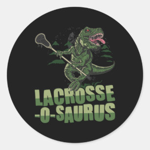 Lacrosse-o-saurus - Funny Lacrosse Player Lax Love Classic Round Sticker