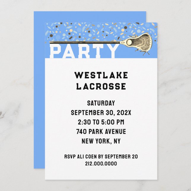 Lacrosse Party Invitation (Front/Back)