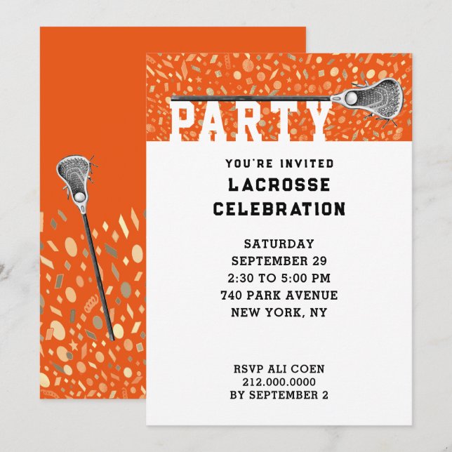 Lacrosse Party Invitations (Front/Back)