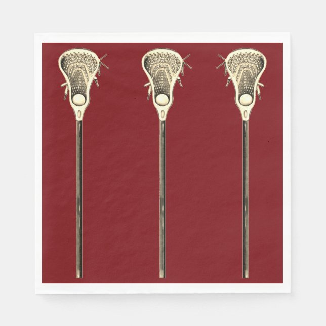 Lacrosse Party Maroon Napkin (Front)